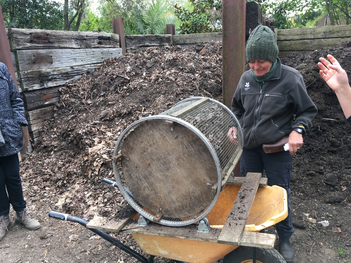 Ham House gardener Vanessa showing compost