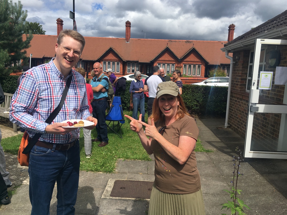 Old friends meet at summer party